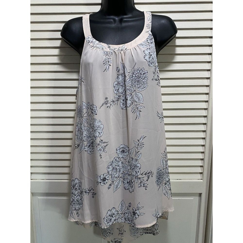 Torrid Soft Pink/White Chiffon Dress Size 0‎ (L) Floral Sleeveless Keyhole